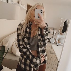 TNA Black & White Plaid Flannel